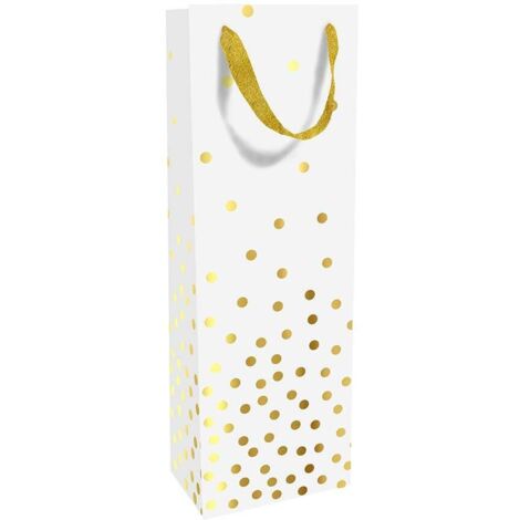 Braun & Company Geschenktragetasche Golden Dots weiß 12 x 37 x 8 cm Papiertüte