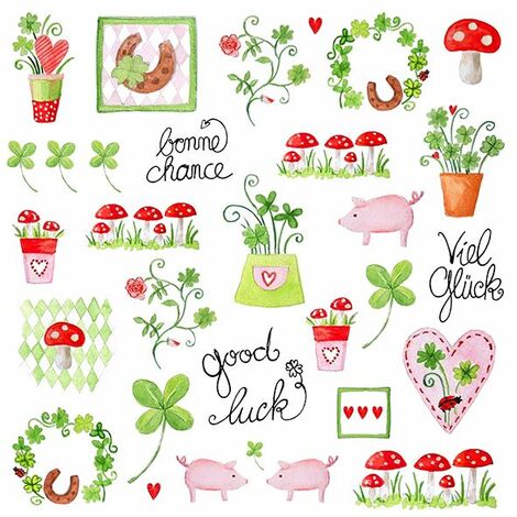 Braun & Company Servietten Motiv Lovely Luck 33 x 33 cm - 20er Pack Partydekoration