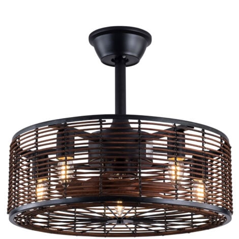 SENDERPICK Braun Lampenschirm Deckenlampe Deckenventilator Mit Licht Fernbedienung Timing