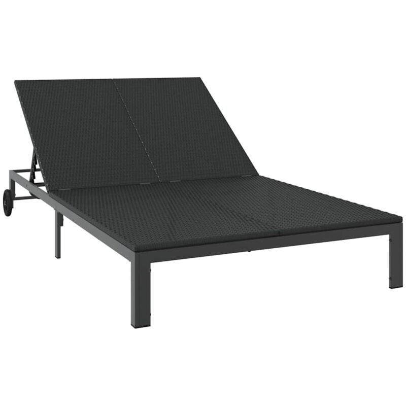 Sonnenliege 2-person Schwarz 115 X 206 X 75cm Poly-rattan Vidaxl