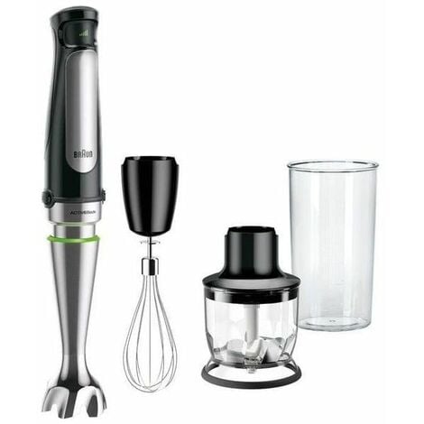 Braun MQ7025X MultiQuick 7 Minipimer Frullatore ad Immersione, Dotazione:  frusta a filo in acciaio, mini-tritatutto da 350 ml e bicchiere graduato da  600 ml, Potenza 1000W, Tecnologia Tedesca