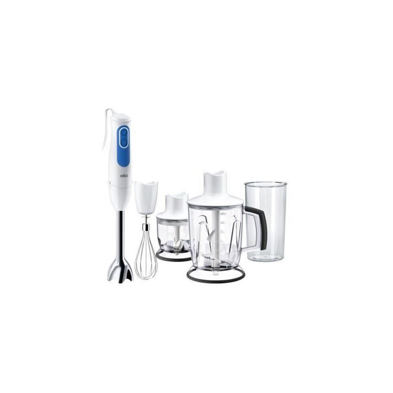 Braun - MQ3045WH Mixeur plongeant avec 2 hachoirs Aperitive - Blanc et Bleu