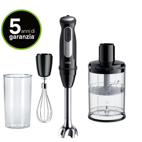 Braun MQ55254MBK Frullatore ad Immersione Minipimer 1000W Powerbell VPlus Nero