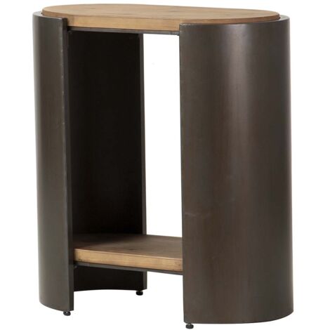 Braun Schwarz Holz Metall Couchtisch 62X34X71 Cm