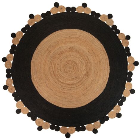 Braun-schwarzer Juteteppich 220x220 cm
