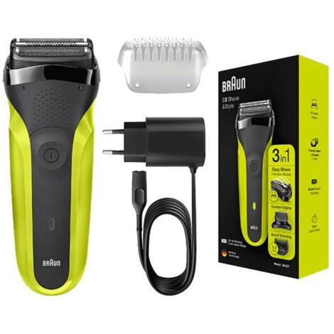 Braun Series 3 81702942 Herrenrasierapparat Folienschaber Trimmer Schwarz, Grün