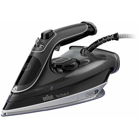 Braun TexStyle5 SI5188BK Ferro da Stiro a Vapore CON 5 ANNI DI ASSISTENZA, MODALITA' ECOMODE, Tecnologia FreeGlide 3D, Autospegnimento, Piastra EloxalPlus, Colpo Vapore 220g/min, manico aperto, Nero