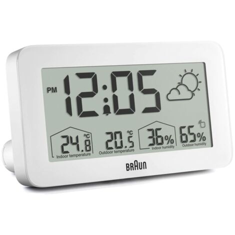Braun Uhren BC13WP Funk-Wetterstation DCF Weiss