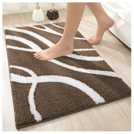 Braune rutschfeste Badematte aus Mikrofaser, 50 x 80 cm, saugfähig, weich, maschinenwaschbar, Badematte für Badezimmer, FLITI