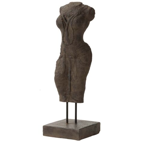Braune Steinfigur Frauentorso 20X20X60 cm