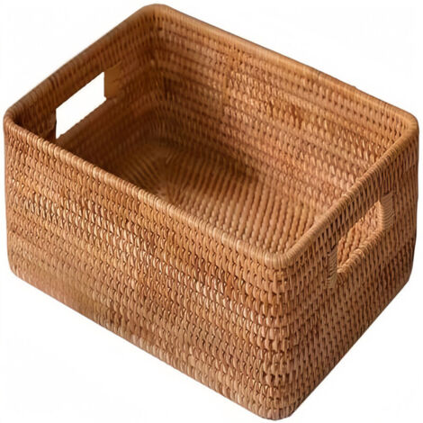 Brauner Aufbewahrungskorb aus Rattan, geeignet fürs Badezimmer