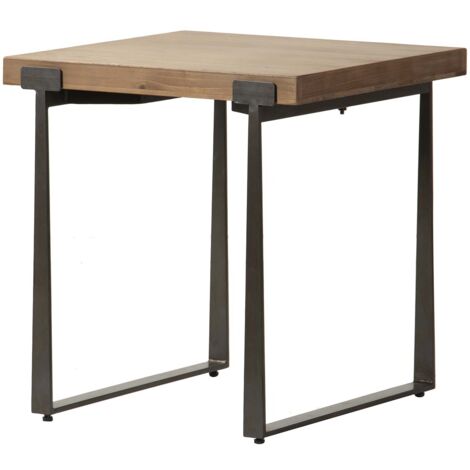 Brauner Beistelltisch aus Holz und Metall, 58 x 58 x 61 cm