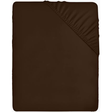 Braunes Bettwäscheset, 160 x 200 cm – dicke Matratze, 35 cm Schnitt – gebürstet