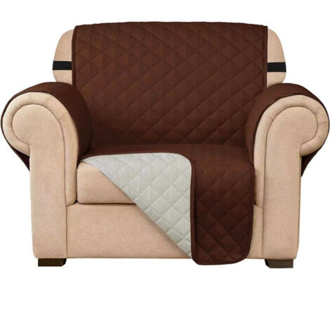 Braunes, einsitziges Sofa mit wasserdichtem Bezug mit Kordelzug, maschinenwaschbar