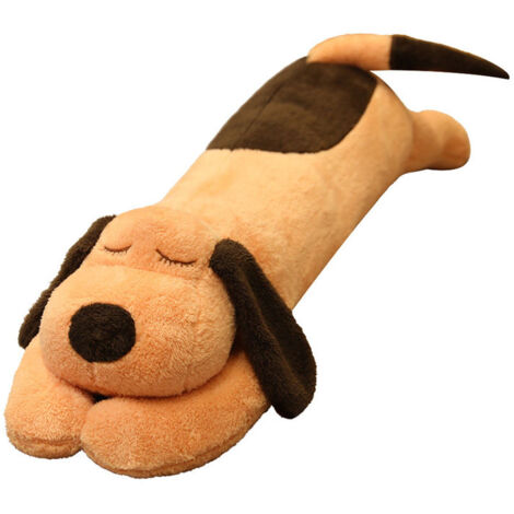Braunes Plüschhund-Kissen, 60 cm, aus weicher Baumwolle, Heimdeko