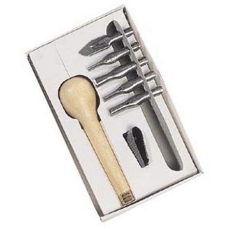 Brause 891B - Kit di apprendimento della linoleografia che comprende un manico in legno, 5 sgorbie e un estrattore