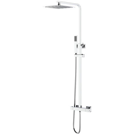 Brausegarnitur Duschpaneel Regendusche mit Kopfbrause chrom eckig Duschsystem