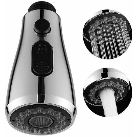 Brausekopf Küchenarmatur Ersatz 2 Modi Pull Out Brausekopf für Küchenarmatur G1/2 Wasserhahn Küche Aufsatz Strahlregler Chrom