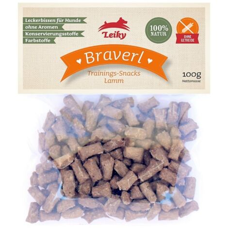 Braverl  Lamm-Leckerli für Hunde und Katzen 100g  Omega-Säuren  Leiky