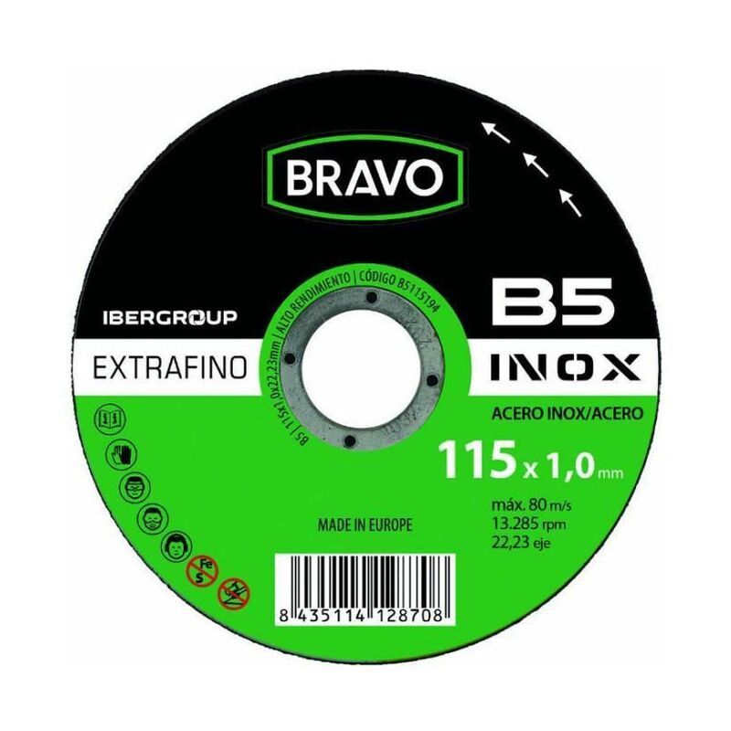 

Disco de corte corte inox ÿ 125x1,0 mm - Bravo