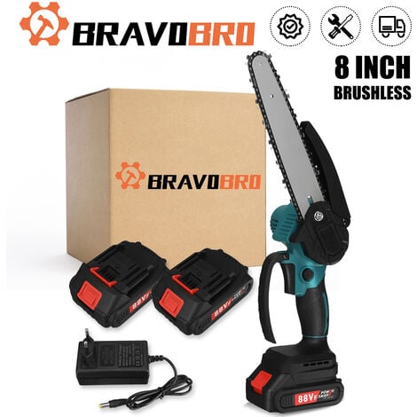 DRILLPRO Bravobro 18V 8'' Akku-Kettensäge bürstenlos 2 Batterien blau