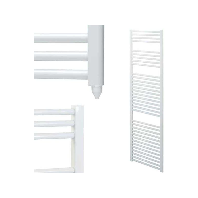 BRAY Straight or Flat Heated Towel Rail / Warmer / Radiator, White - Electric, 40cm x 180cm