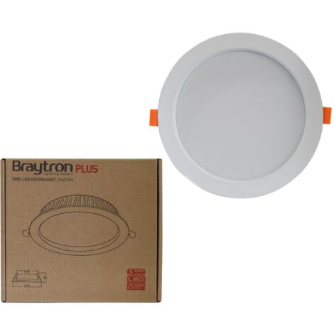 Braytron 18W LED Panel FATON Einbaustrahler Spot Einbauleuchte Ø170mm Kaltweiß 6500K 1800 Lumen Deckenleuchte Deckenlampe Rund