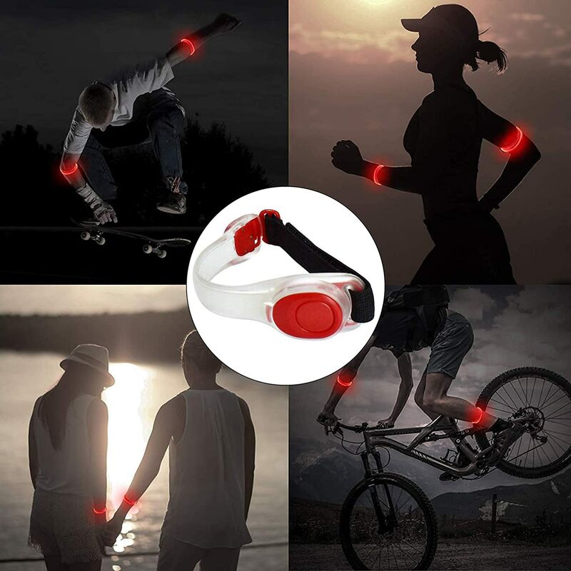 

Brazalete con luz LED [2 piezas], brazalete LED reflectante, correa de seguridad ajustable de alta visibilidad para deportes al aire libre, ciclismo,