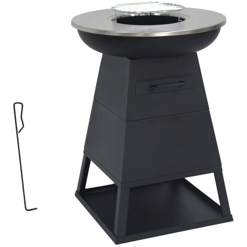 Brazier Barbecue Ø60cm With Storage Space Black 59x59x83.2 Cm - Izalco