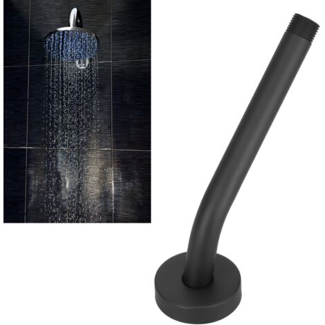 Brazo de ducha redondo de acero inoxidable, empotrado, conexión NPT, tubo extensor para cabezal de ducha de inodoro, baño, 6 pulgadas estándar estadounidense (negro)