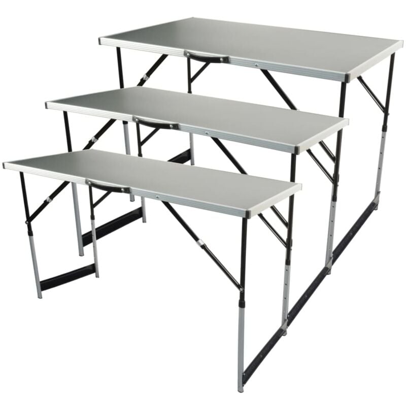 Multifunction Folding Table Set Aluminum 3 pcs Brüder Mannesmann Grey