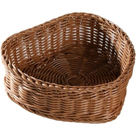 main image of "Bread Baskets for Serving Basket Fruit Bowl Bamboo Wicker Cornucopia Wood Bowls Heart Shaped Storage Basket Simulated Rattan Woven Dried Fruit Tray (L Brown)"