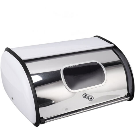 Bread Bin Bread Box Bread Holder Storage Container With Small Window for Kitchen Countertop White