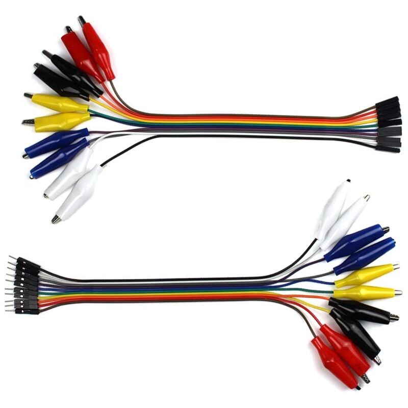 Laoa - Breadboard Alligator Clip Jumpers - Gator to Male and Female Jumper Wires Test Lead 2x10pcs 8 inch for Power Supply,LED Strips, Multimeters,