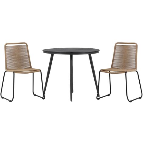 Break ensemble table et chaises de jardin, table 90x90cm, 2 chaises Lindos, noir,marron.