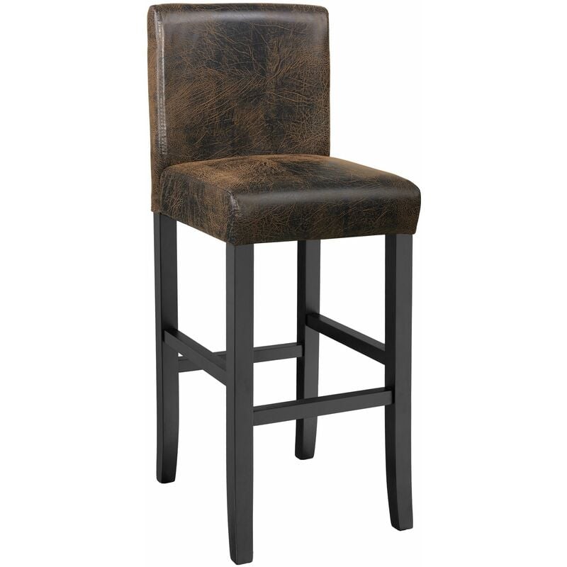 Breakfast bar stool made of artificial leather - bar stool, kitchen stool, wooden stool - antique brown