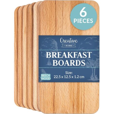 Breakfast Wooden Chopping Boards 22.5 x 12.5 cm – Set of 6