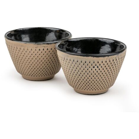 Bredemeijer Juego de 2 tazas de té esmaltadas de hierro fundido, color arena con capacidad de 100 ml cada una