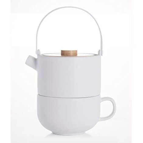 Bredemeijer Tea-for-one Umea weiß mit Bambusdeckel     142007
