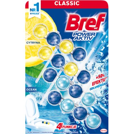 Bref Power Aktiv - Appendino per WC Ocean Lemon, 4 x 50 g - Un WC più pulito e brillante