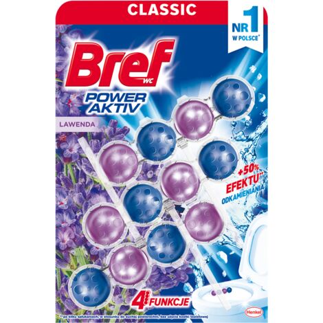 Bref Power Aktiv Cintre WC Lavande - 3x50g - Toilettes plus propres et plus fraîches