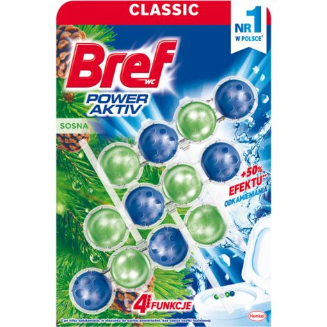 Bref Power Aktiv Support pour cuvette de toilette en pin 3x50g