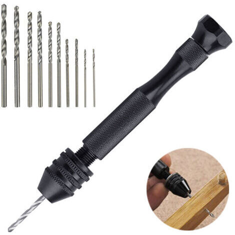 Breiter Handspiralbohrer mit breitem Grifffutter und 10 Holzbohrern