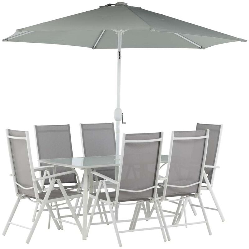 Brekki set de jardin table 90x150cm blanc, 6 chaises blanc.