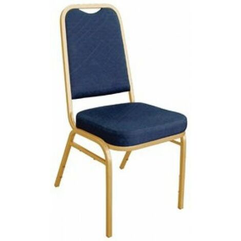 Brelone Set Of 4 Squared Chairs Blue Gold Frame - Blue