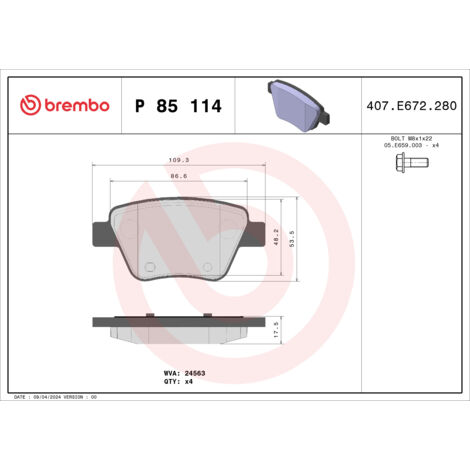 BREMBO BREMSBELÄGE HINTEN P85114