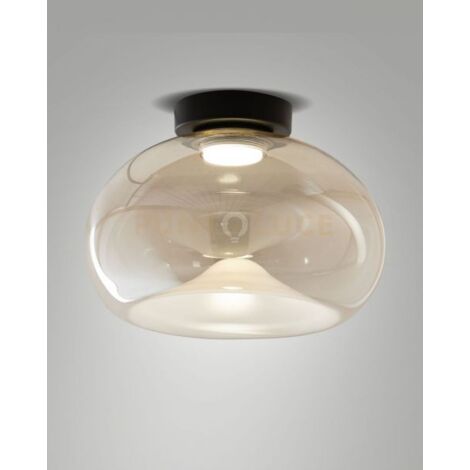 BRENA PLAFONIERA IN VETRO COGNAC A LED CCT 2700K - 3000K - 4000K- 19W - 2100 lm DIMMERABILE A STEP