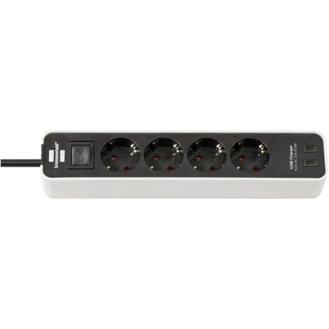 Brennenstuhl 1153240126 Multipresa con interruttore Bianco, Nero Schuko 1 pz.