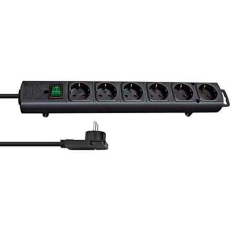 Brennenstuhl 1153300100 base múltiple 2 m 6 salidas AC Interior Negro