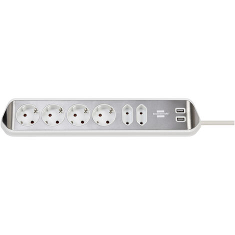 Brennenstuhl 1153590620 Tischsteckdose  Silber, Weiß Schutzkontakt 1 St.